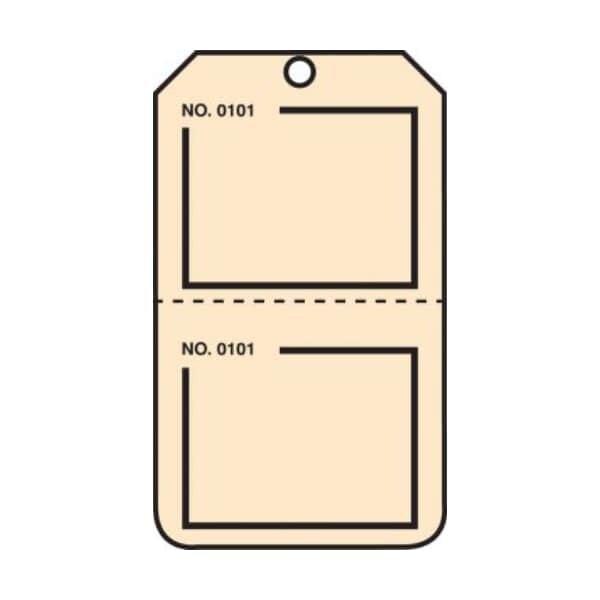 Accuform Safety Tags, Blank, Numbered, Perforated, Beige, 5.75in x 3.25in, PF-Cardstock, 25PK TPP222CTP - main